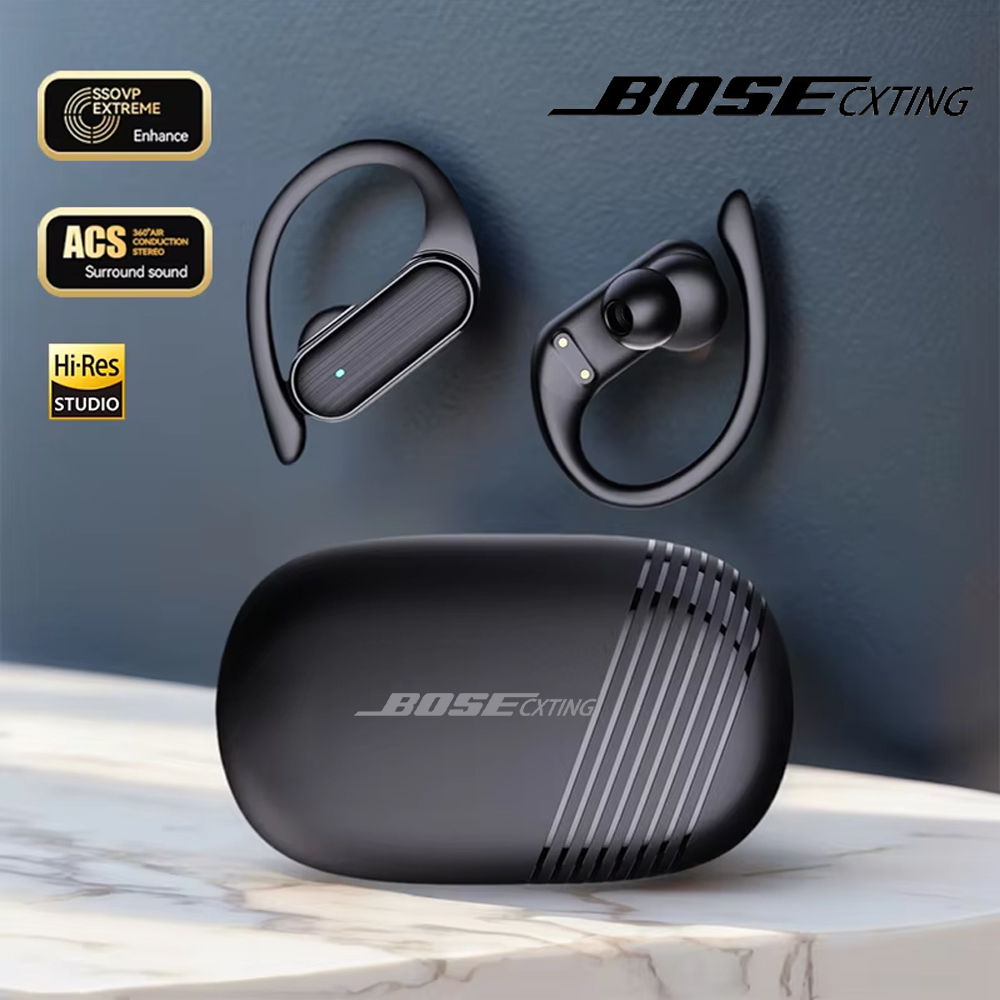 Bluetooth Headset On Ear - BOSECXTING A520 ワイヤレスビジネスヘッドホン、耳掛け式、高音質、重低音、ノイズキャンセリング機能付き、マイク内蔵、スポーツやゲームに最適なヘッドセット、新品。