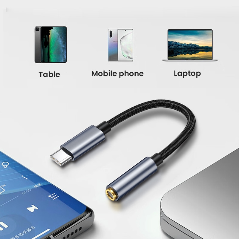 USB-Cヘッドホンジャックアダプター。小型で、有線イヤホン - Audiophile Headphone Wired のレビューと価格